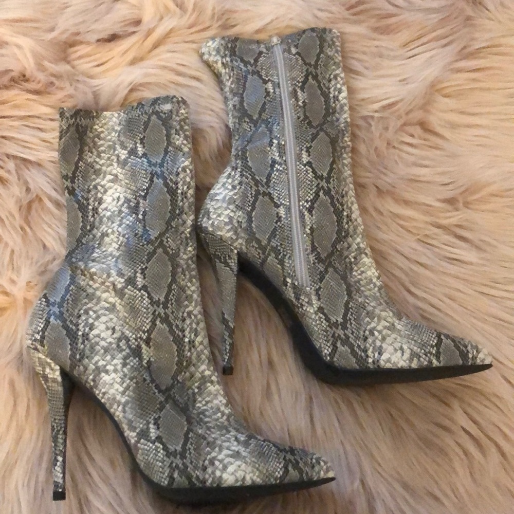 Snake Print Heel Bootie